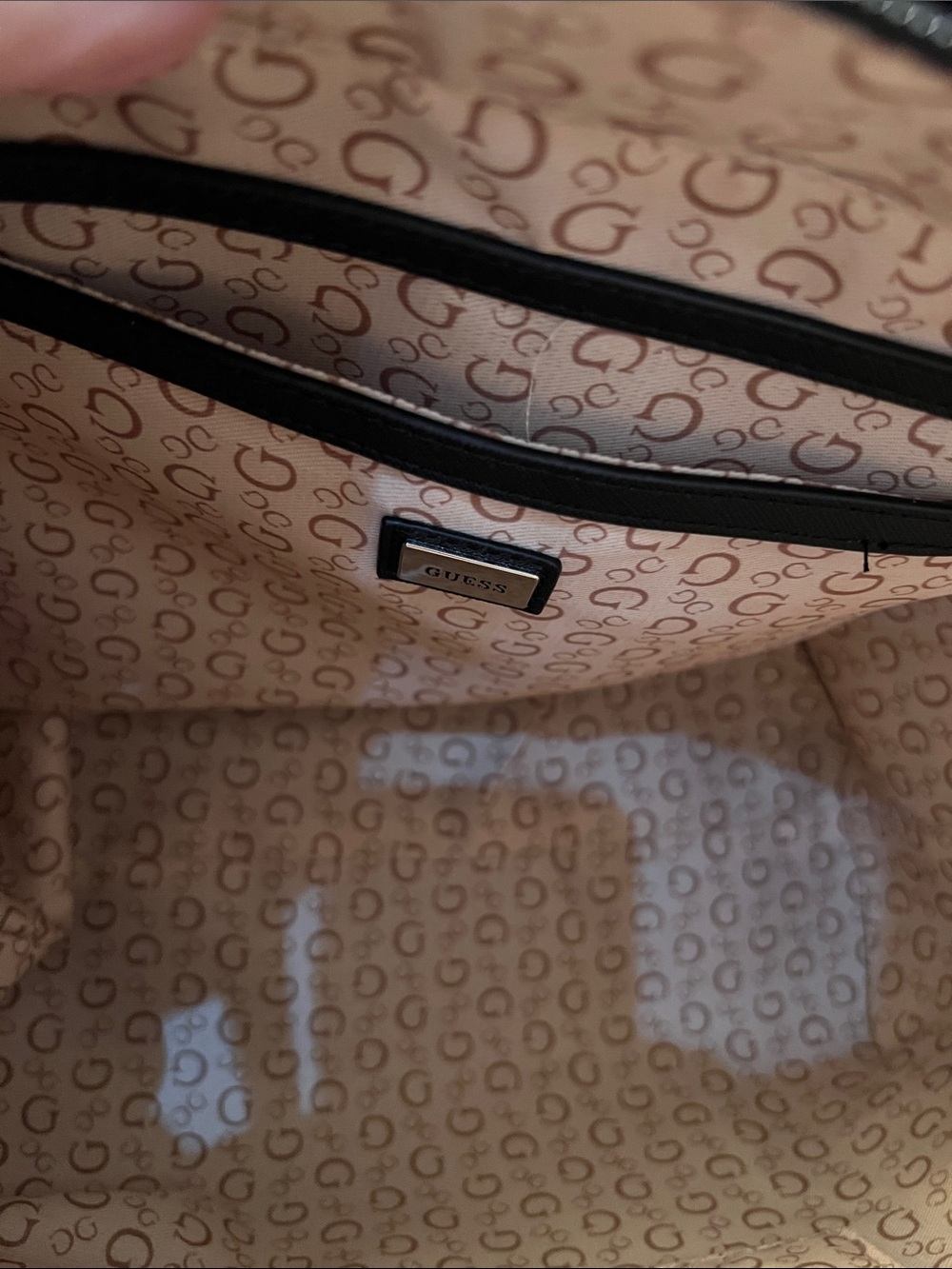GUESS NWOT XL Black and Gray Monogram Tote with Shoulder Strap - Picture 7 of 9